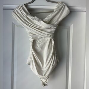 Abercrombie Off the Shoulder Asymmetric Wrap Bodysuit